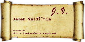 Janek Valéria névjegykártya