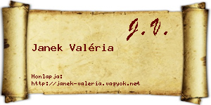 Janek Valéria névjegykártya